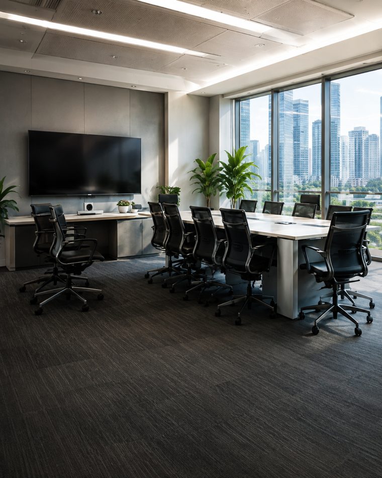 Sala de reuniones corporativa preparada para una actividad de integración in company